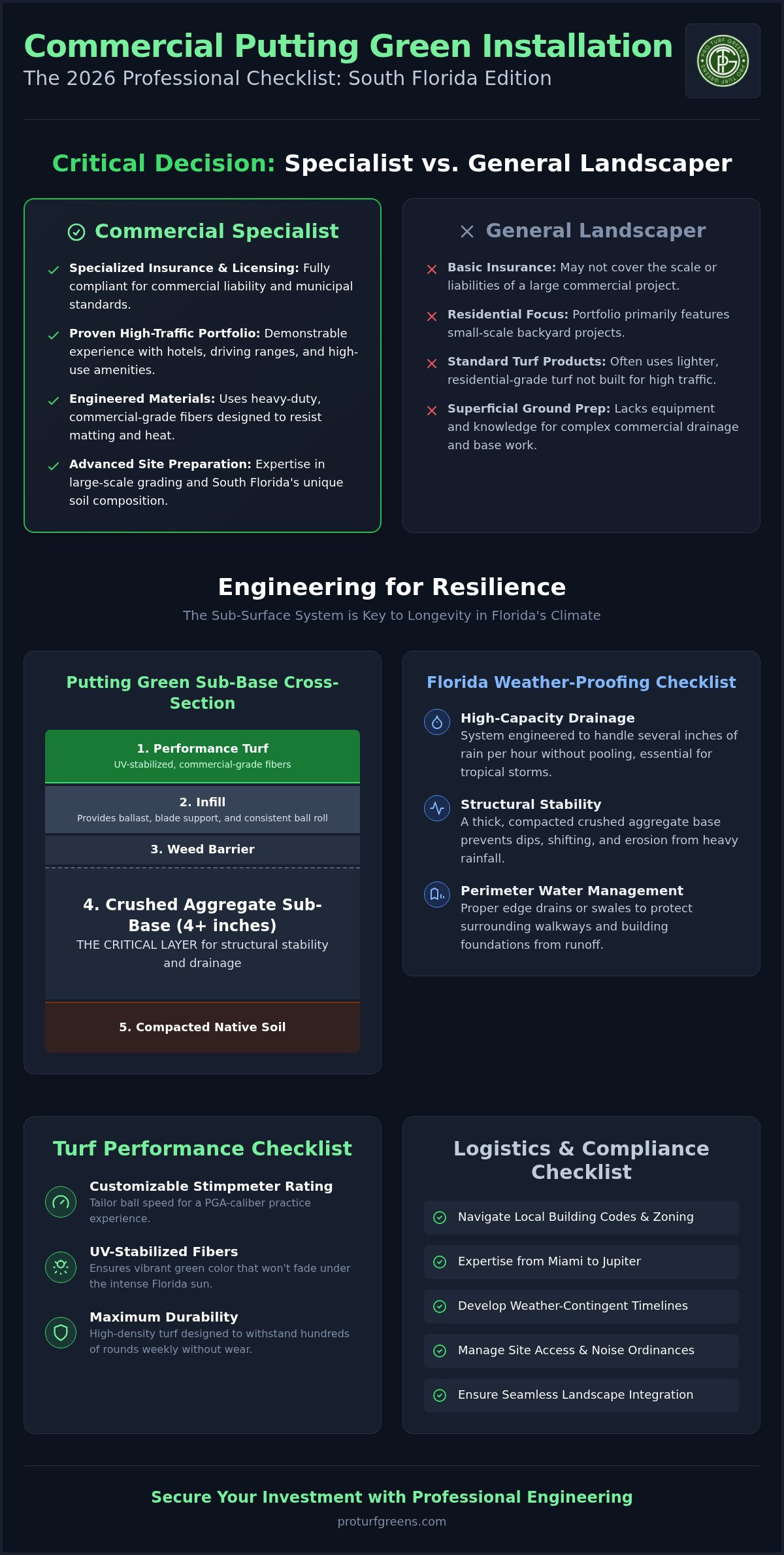 Commercial Putting Green Installation South Florida: The 2026 Professional Checklist